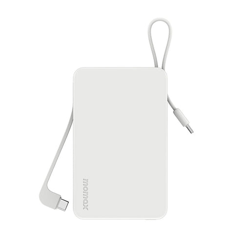 Momax IP139W 1-Power Vital+ 20000mAh Battery Pack with Dual Built-in USB-C Cable (White)