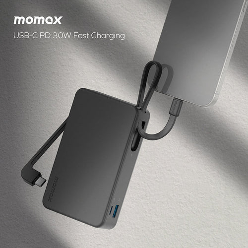 Momax IP139W 1-Power Vital+ 20000mAh Battery Pack with Dual Built-in USB-C Cable (White)
