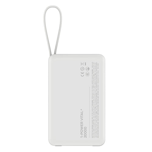 Momax IP139W 1-Power Vital+ 20000mAh Battery Pack with Dual Built-in USB-C Cable (White)