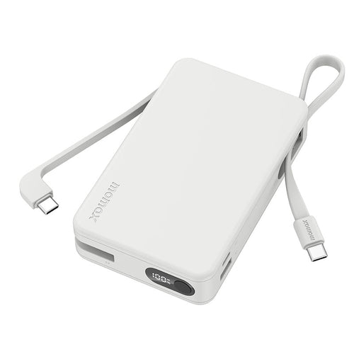Momax IP139W 1-Power Vital+ 20000mAh Battery Pack with Dual Built-in USB-C Cable (White)