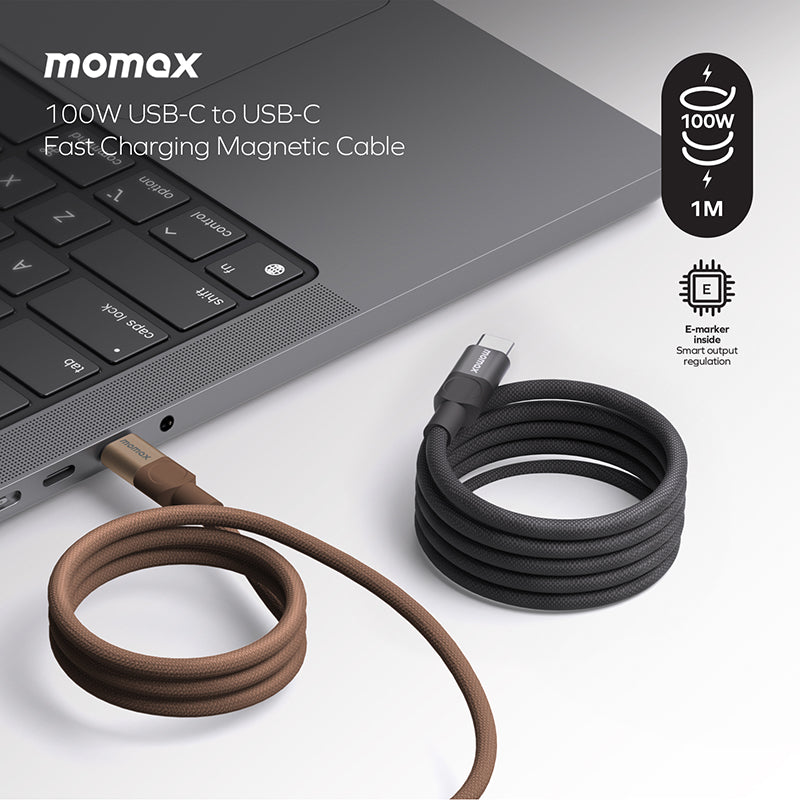 Momax DC52D Mag.Link USB-C to USB-C Magnetic Cable 100W (1M) - Black