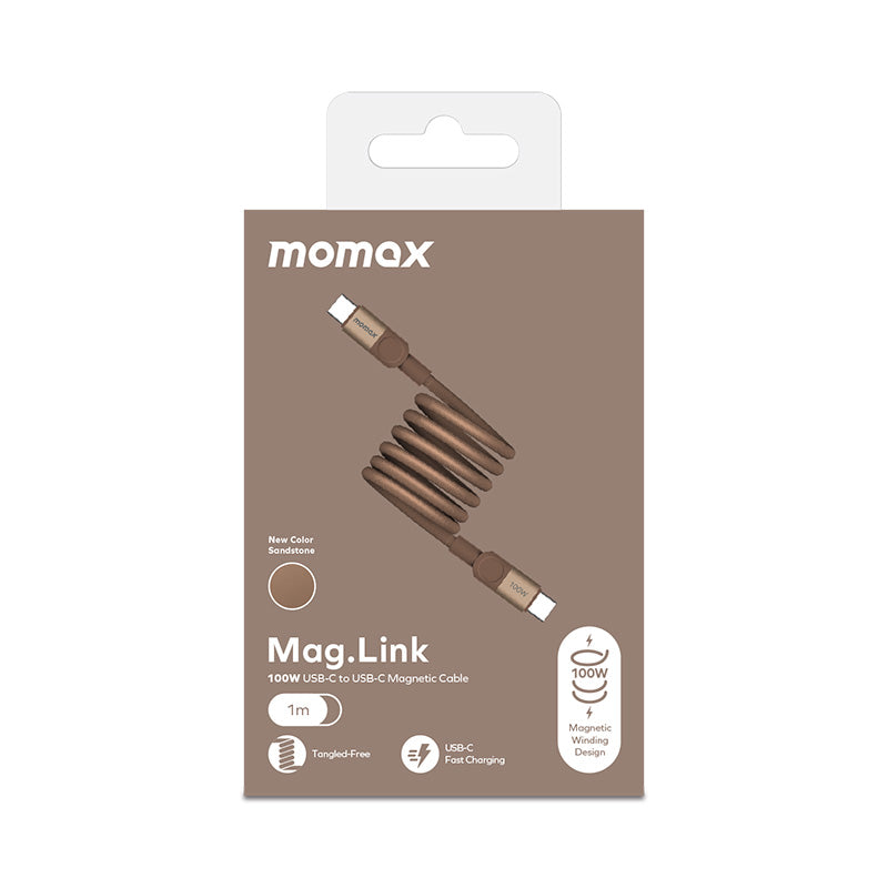 Momax DC52L2 Mag.Link USB-C to USB-C Magnetic Cable 100W (1M) - Sandstone