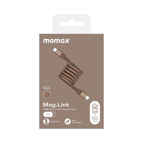 Momax DC52L2 Mag.Link USB-C to USB-C Magnetic Cable 100W (1M) - Sandstone