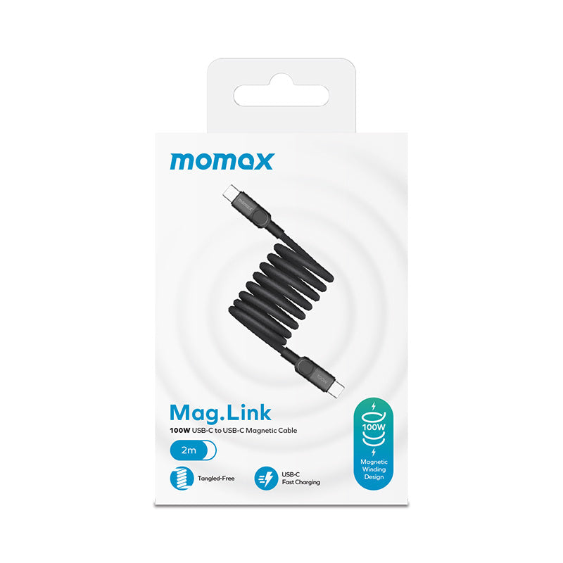 Momax DC62D Mag.Link USB-C to USB-C Magnetic Cable 100W (2M) - Black
