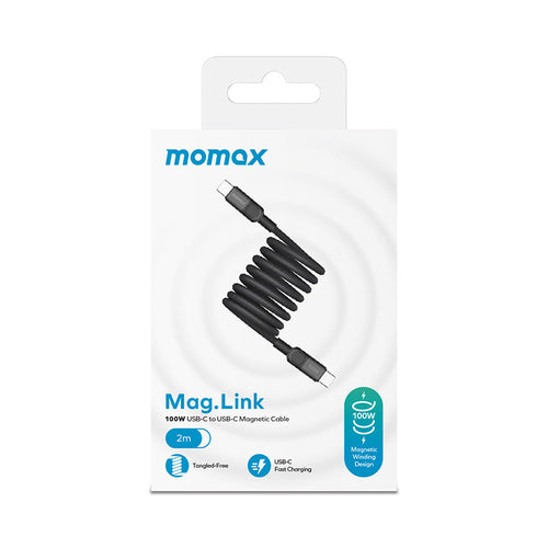 Momax DC62D Mag.Link USB-C to USB-C Magnetic Cable 100W (2M) - Black