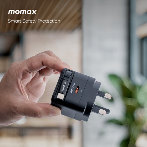 Momax UM72UKD 1-Charge+ 35W 1-Port GaN Charger with Retractable USB-C Cable - Black