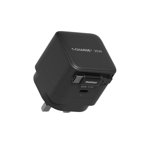 Momax UM72UKD 1-Charge+ 35W 1-Port GaN Charger with Retractable USB-C Cable - Black