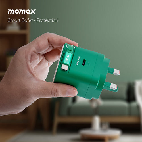 Momax UM76UKD 1-Charge+ 65W 1-Port GaN Charger with Retractable USB-C Cable - Black