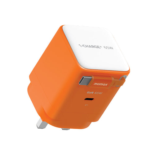 Momax UM76UKM 1-Charge+ 65W 1-Port GaN Charger with Retractable USB-C Cable - Orange