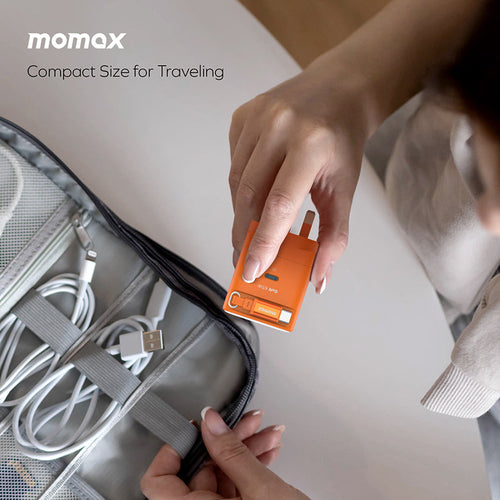 Momax UM76UKM 1-Charge+ 65W 1-Port GaN Charger with Retractable USB-C Cable - Orange