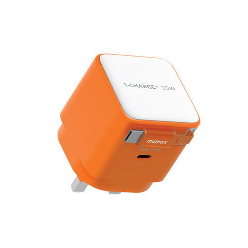 Momax UM72UKM 1-Charge+ 35W 1-Port GaN Charger with Retractable USB-C Cable - Orange