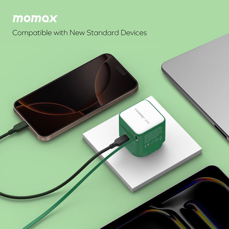 Momax UM72UKM 1-Charge+ 35W 1-Port GaN Charger with Retractable USB-C Cable - Orange
