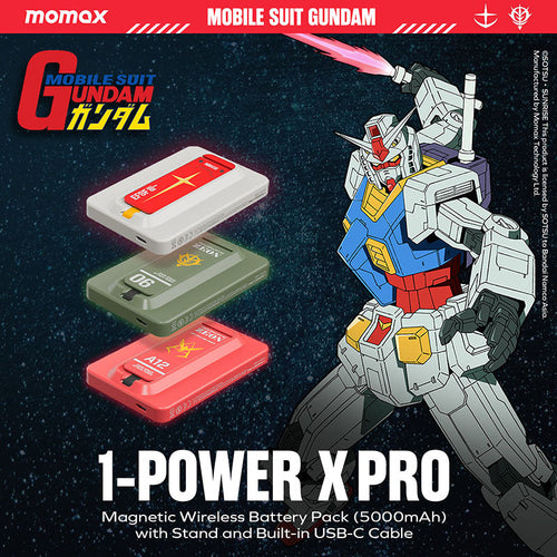 Momax IP131GDG 1-Power X Pro 20W 5,000mAh Magnetic Wireless Power Bank with Built-in USB-C Cable - MS-06F Zaku II