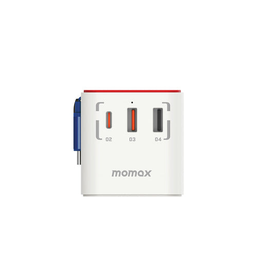 Momax UA18GDW I-World+ 70W GaN 3-Port + AC Travel Adapter with Built-in USB-C Cable - RX-78-2 Gundam