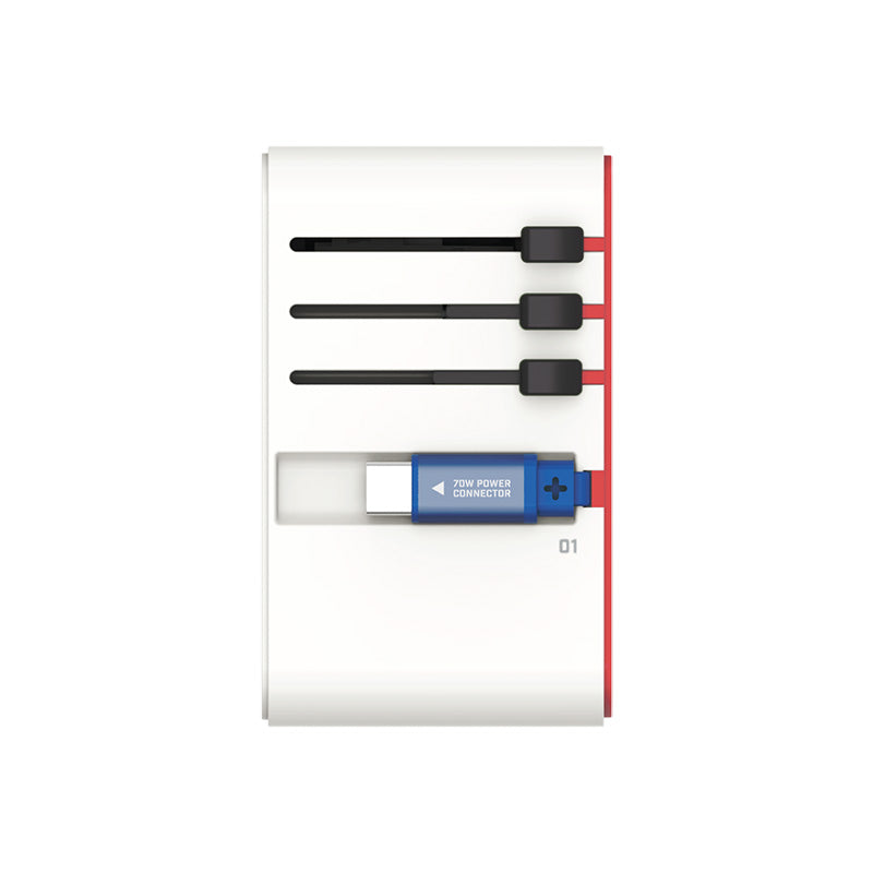 Momax UA18GDW I-World+ 70W GaN 3-Port + AC Travel Adapter with Built-in USB-C Cable - RX-78-2 Gundam