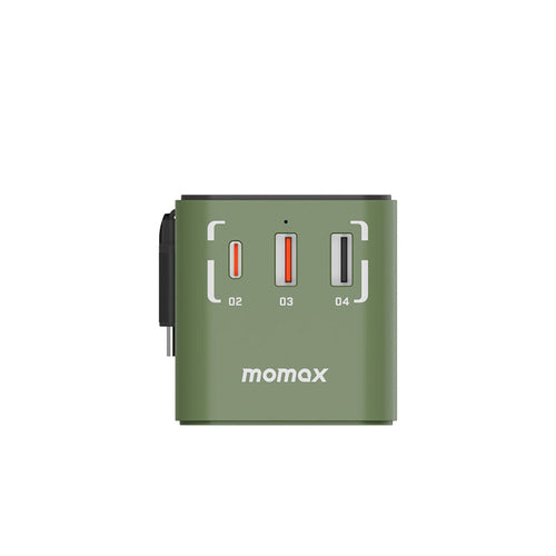 Momax UA18GDG I-World+ 70W GaN 3-Port + AC Travel Adapter with Built-in USB-C Cable - MS-06F Zaku II