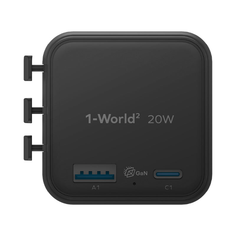Momax UA29D 1-World² 20W Universal 2-Port USB Travel Adapter - Black
