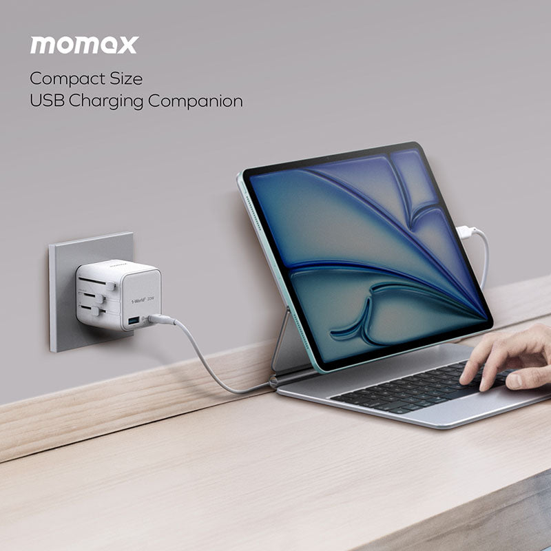 Momax UA29D 1-World² 20W Universal 2-Port USB Travel Adapter - Black