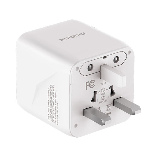 Momax UA29W 1-World² 20W Universal 2-Port USB Travel Adapter - White