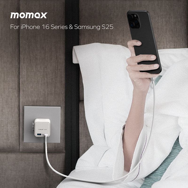 Momax UA29W 1-World² 20W Universal 2-Port USB Travel Adapter - White