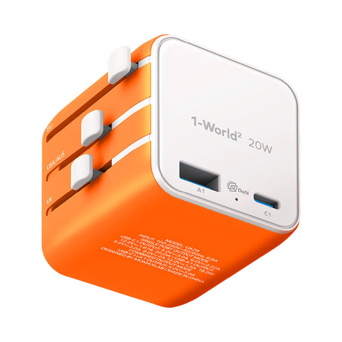 Momax UA29M 1-World² 20W Universal 2-Port USB Travel Adapter - Orange