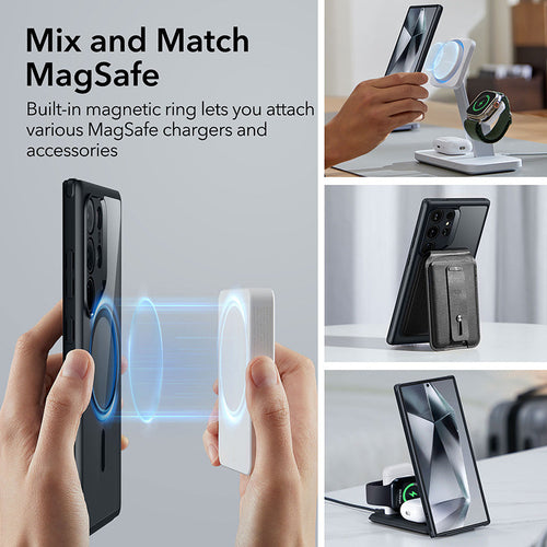 ESR Samsung Galaxy S24 Ultra Classic Hybrid MagSafe Case with HaloLock  (Clear Black)
