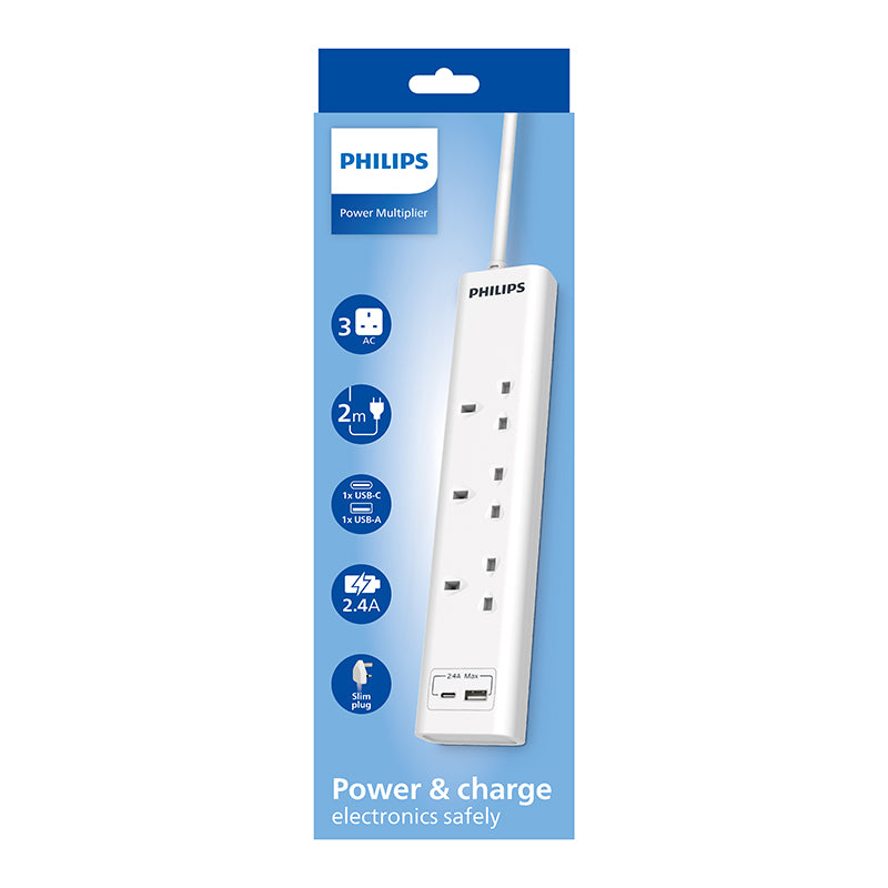 Philips CHP4131WA/69 3way 2M 1 USB-A & 1 USB-C Extension