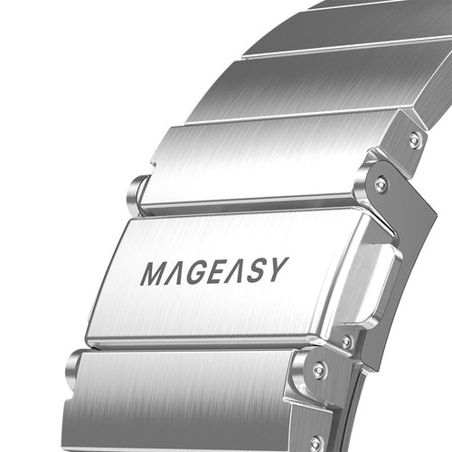 MagEasy Maestro Stainless Steel Apple Watch Band - 42mm / 44mm / 45mm (Silver)