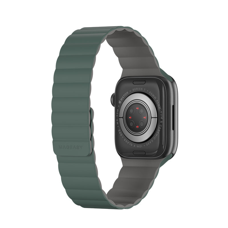 MagEasy Skin Silicone Magnetic Apple Watch Band - 42mm / 44mm / 45mm (Pine Green)