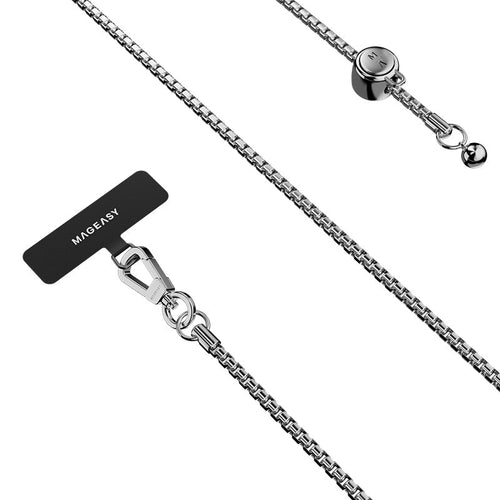 MagEasy Metal Chain Strap + Strap Card for iPhone - Silver