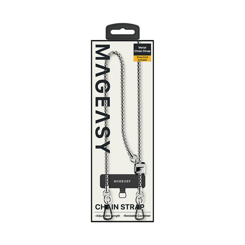 MagEasy Metal Chain Strap + Strap Card for iPhone - Silver