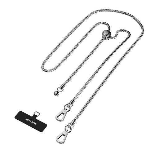 MagEasy Metal Chain Strap + Strap Card for iPhone - Silver