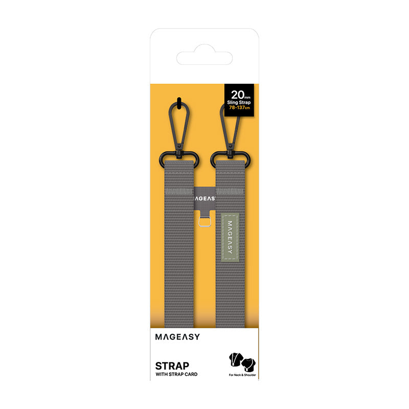 MagEasy Strap+Strap Card-20mm for iPhone - Stripe Grey