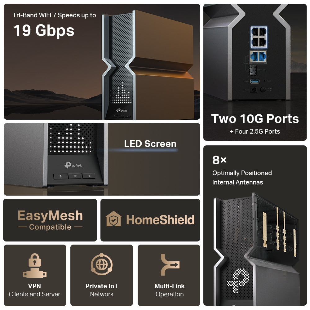 TP-Link Archer BE800 BE19000 Tri Band Wi-Fi 7 Router – Challenger