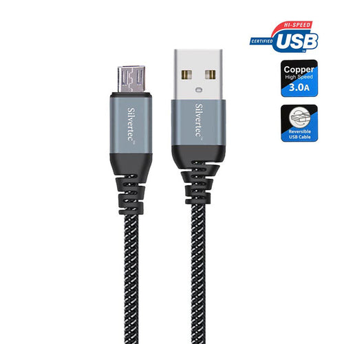 Silvertec Reversible High Speed  USB2.0 Cable 1.2M -Support all Micro USB devices