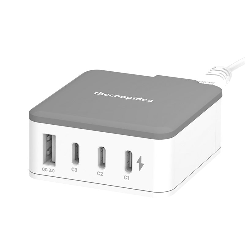 Thecoopidea CP-4USBPD02-GRY GAN45W 3C1A Mini Block PD Charging Station (Grey)