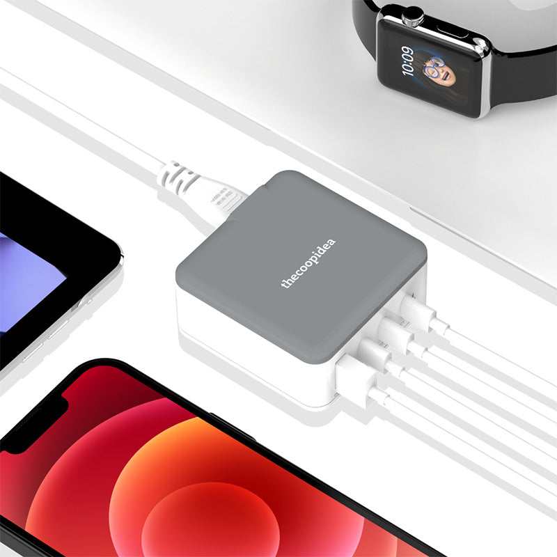 Thecoopidea CP-4USBPD02-GRY GAN45W 3C1A Mini Block PD Charging Station (Grey)