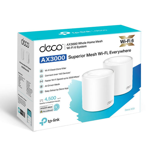 TP-Link Deco X50 AX3000 Whole Home Mesh WiFi 6 System (2-Pack)
