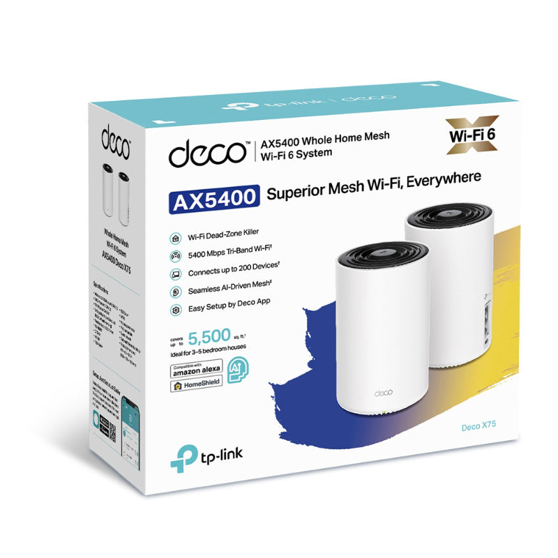 TP-Link Deco X75 AX5400 Tri-Band Mesh Wi-Fi 6 System (2-Pack)