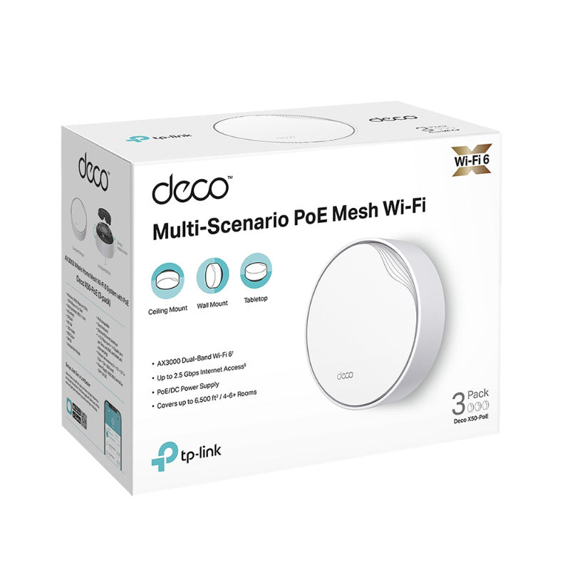 TP-Link Deco X50-PoE AX3000 Whole Home Mesh Wi-Fi 6 System with