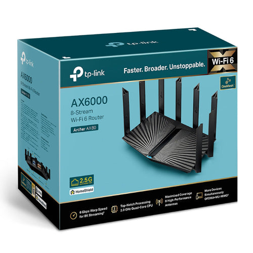 TP-Link Archer AX80 AX6000 8-Stream Wi-Fi 6 Router with 2.5G Port