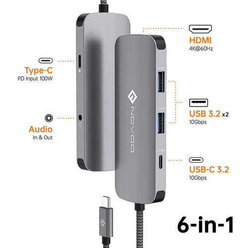 Omars Novoo RS6 Pro 6-in-1 USB-C Hub