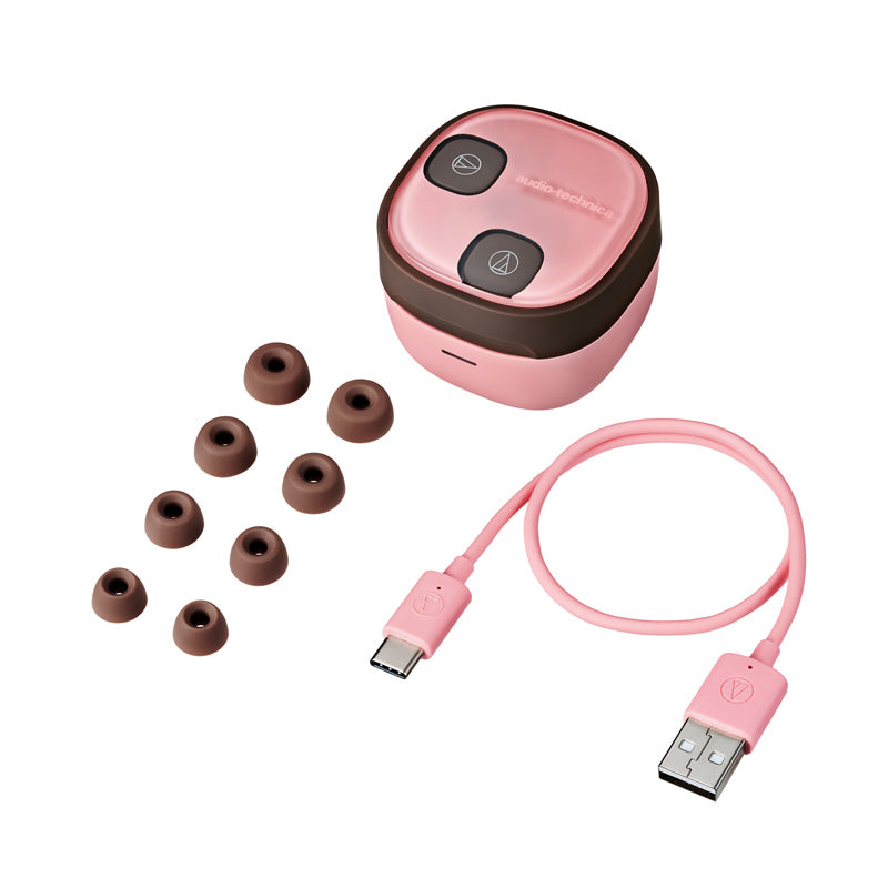 Audio-Technica ATH-SQ1TW2 True Wireless Earbuds (Pink Brown)