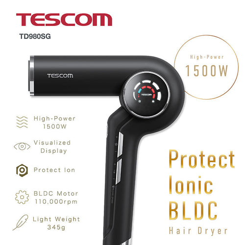 Tescom TD980SG-K 1500W Protect Ionic BLDC Hair Dryer