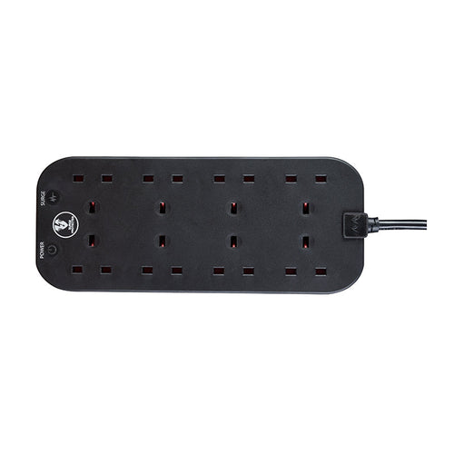 Masterplug SRG82NB-MPA 8 Socket Surge Extension 2M ( Black)