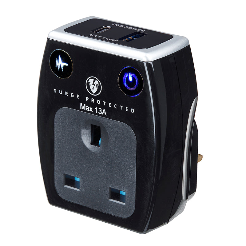Masterplug SRGAUAC22PB USB Type-C PD22W Surge Adapter (Black)