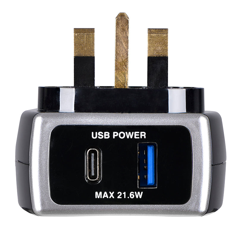 Masterplug SRGAUAC22PB USB Type-C PD22W Surge Adapter (Black)