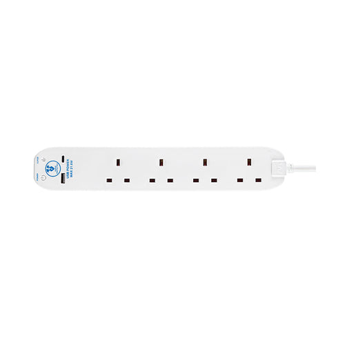 Masterplug SRGUAC2242N 4 Socket + Type-C PD22W Surge Extension 2M (White)