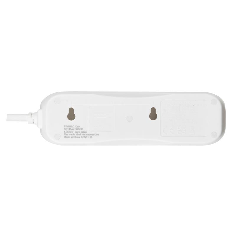 Masterplug BTGUAC102N 2Way 2M Extension Lead w USB A+C