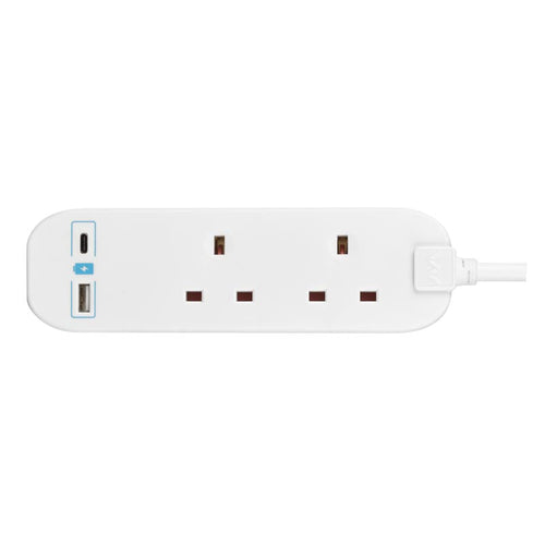 Masterplug BTGUAC102N 2Way 2M Extension Lead w USB A+C